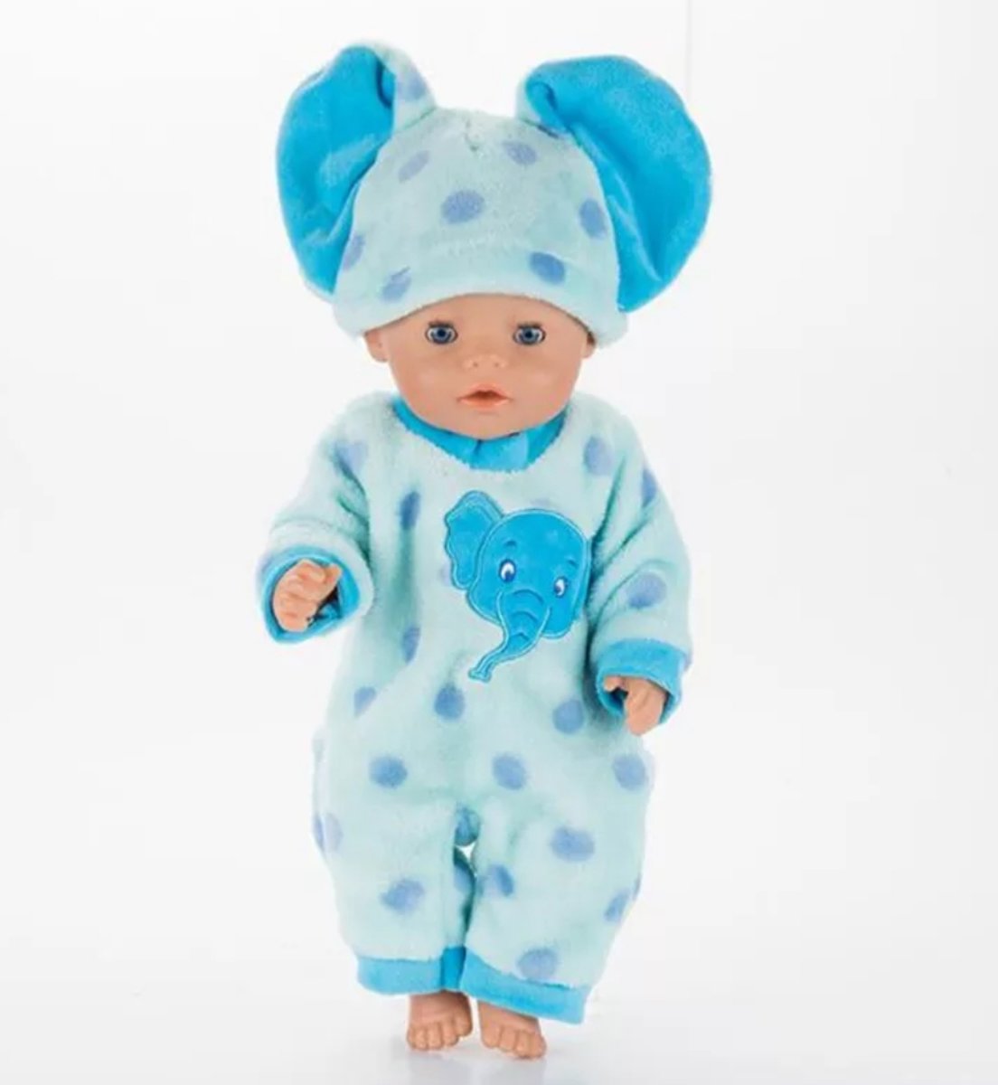 Poppenkleertjes | Geschikt voor Baby Born | Olifant onesie | Blauw | Pyjama